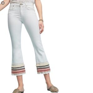 McGuire Ambrosio Majorette White Bohemian Kick Flare High Rise Crop Jeans